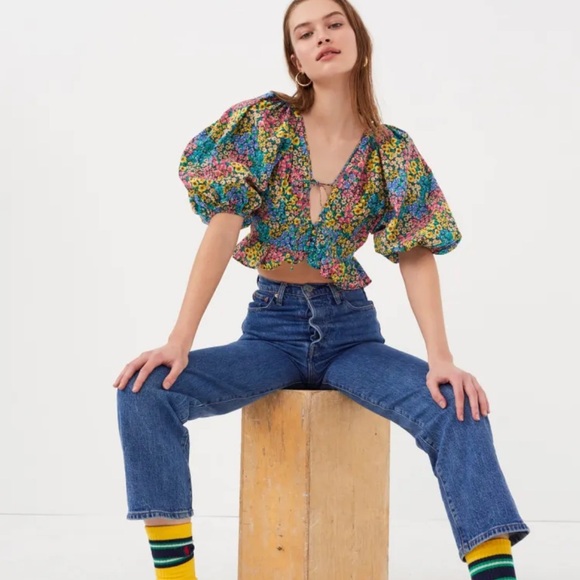 *NEW* FOR LOVE & LEMONS RUTH DITZY FLORAL RAINBOW CROP TOP XS - Picture 4 of 10